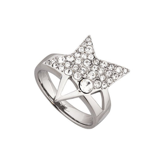 La bague Thierry Mugler, avec son étoile empierrée d'oxydes de zirconium, est une bijou scintillant.