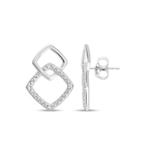 Boucles d'oreilles en or blanc 9 carats serties de diamants