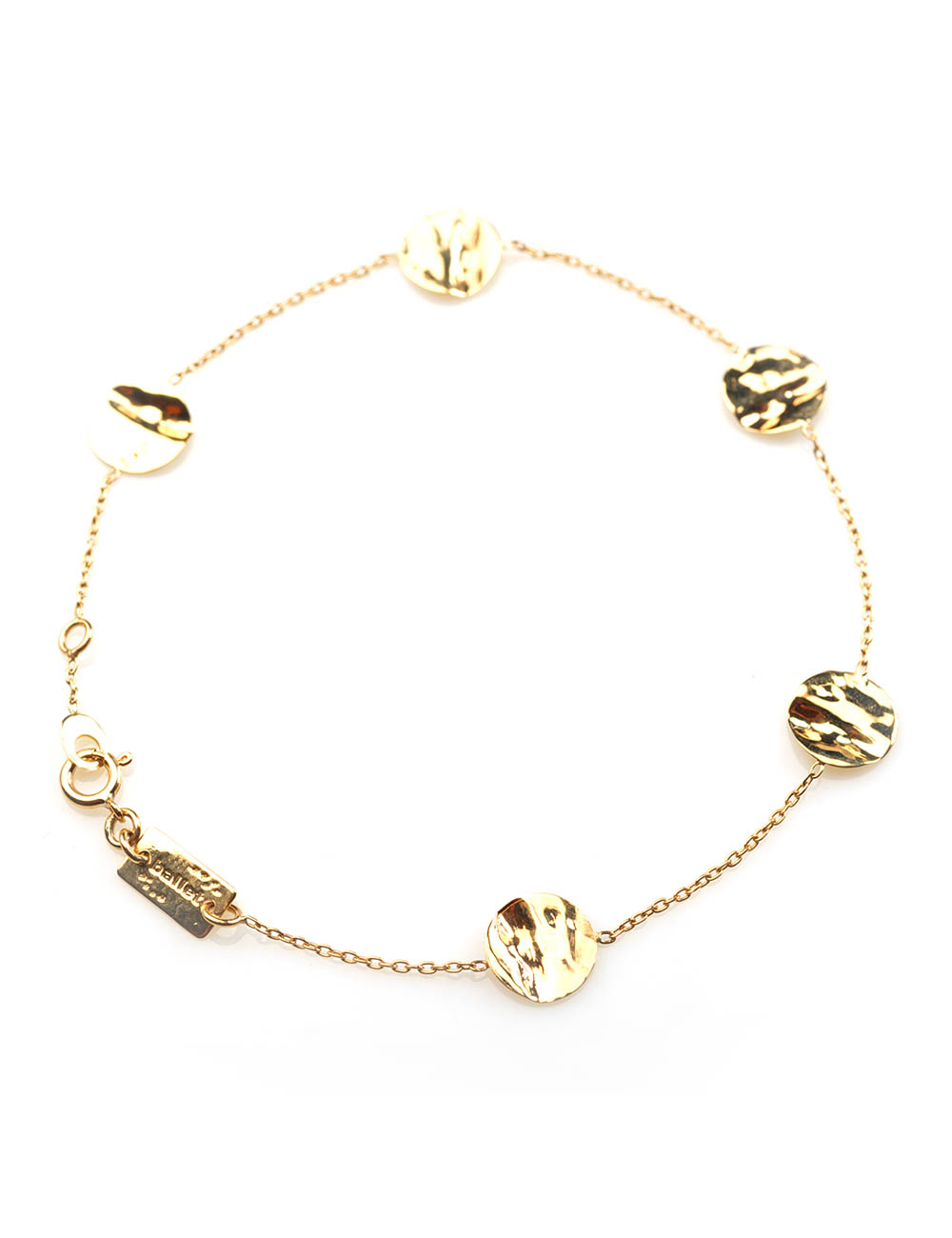 Bracelet 5 petits ronds froissés en Or jaune ou Or blanc 9 carats