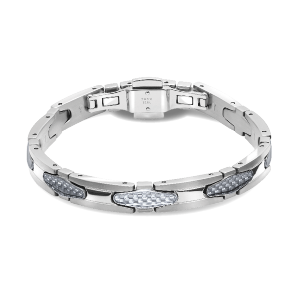 Bracelet Acier GATSBY GT 8mm Acier poli et satiné Motif carbone Blanc