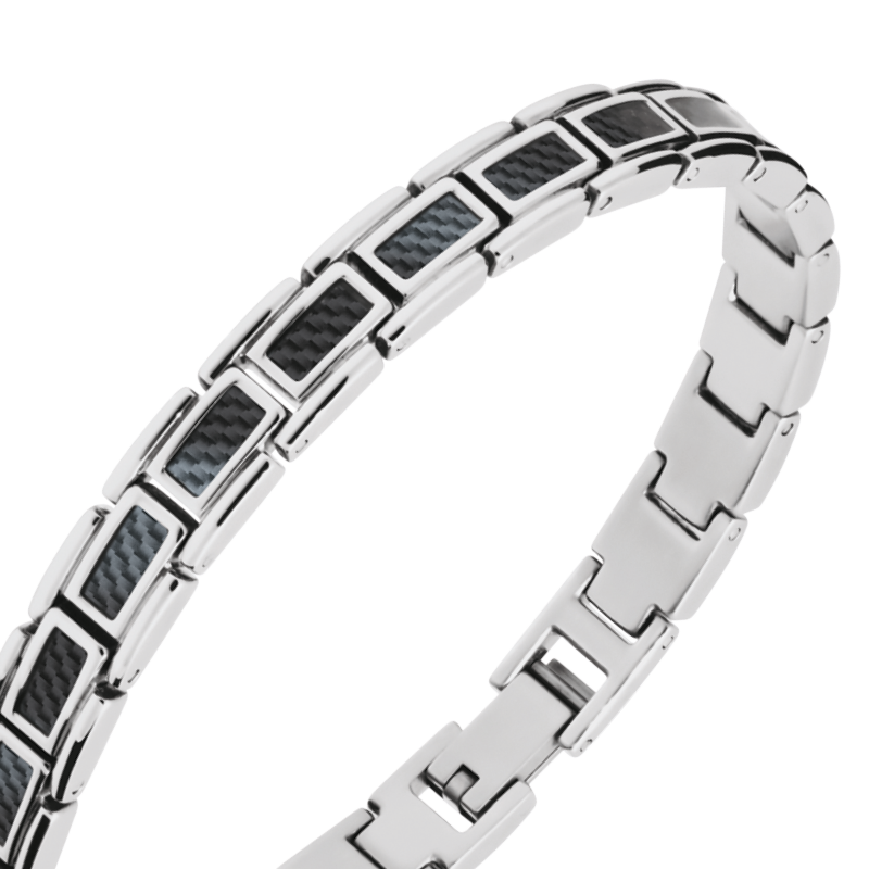 Bracelet Acier MERCURY 6mm Acier et carbone 21cm