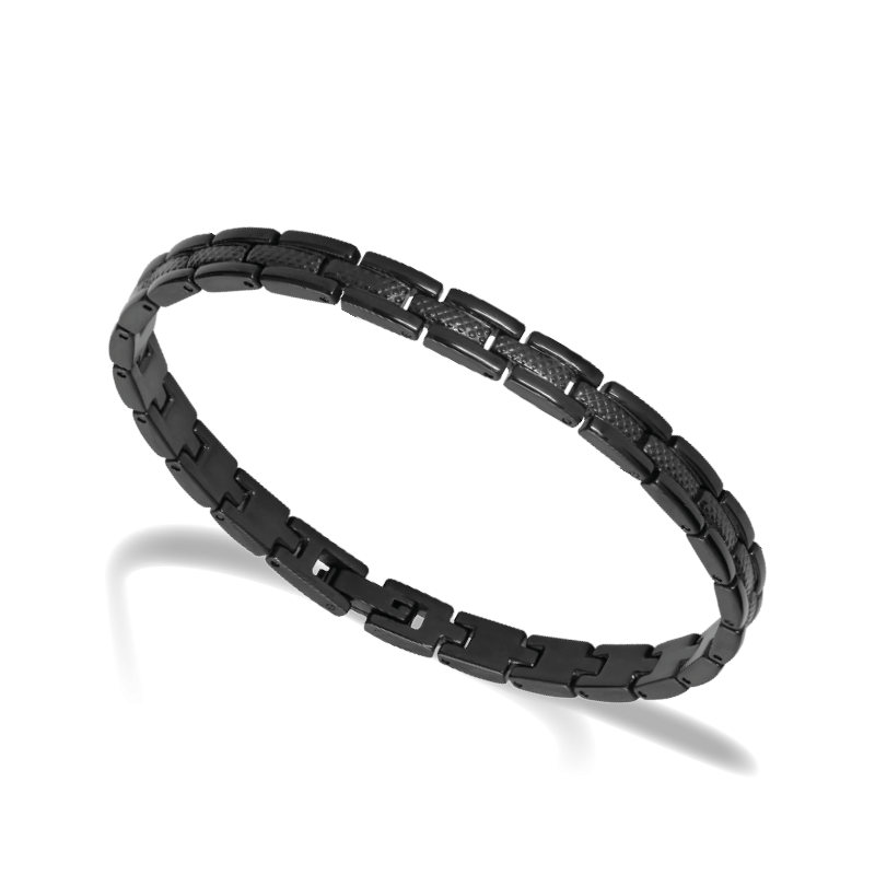 Bracelet Acier SANTORIN 6mm PVD Noir 21cm