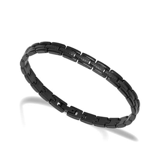 Bracelet Acier SANTORIN 6mm PVD Noir 21cm