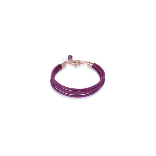 Bracelet Coeur de Lion trois rangs en cuir violet