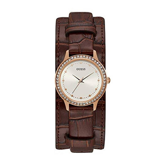 <p class="product-description-content">Montre bracelet W1150L2 pour femme à quartz, avec une boîtier de acier inoxydable d’un diamètre de 30 mm, avec un cadran blanc et avec un bracelet de faux cuir en couleur marron.</p>