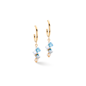 Boucles d'oreilles Dancing Crystals doré aqua