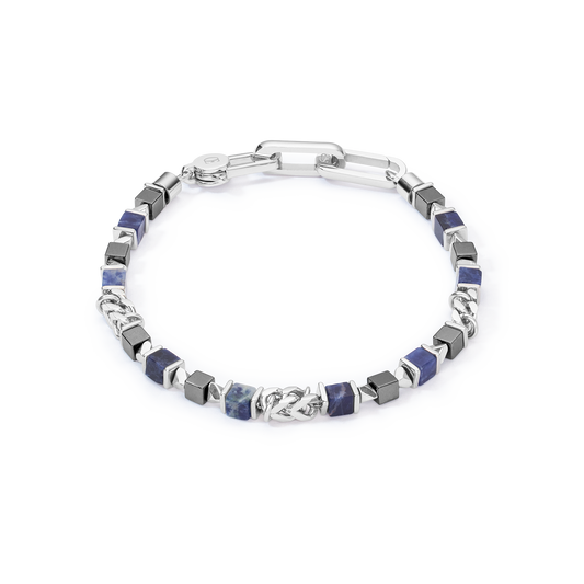 Unisex bracelet cubes chain bleu