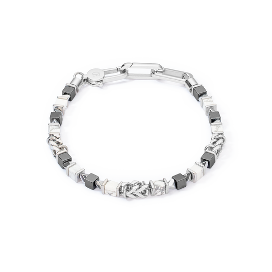 Unisex bracelet cubes  chain blanc