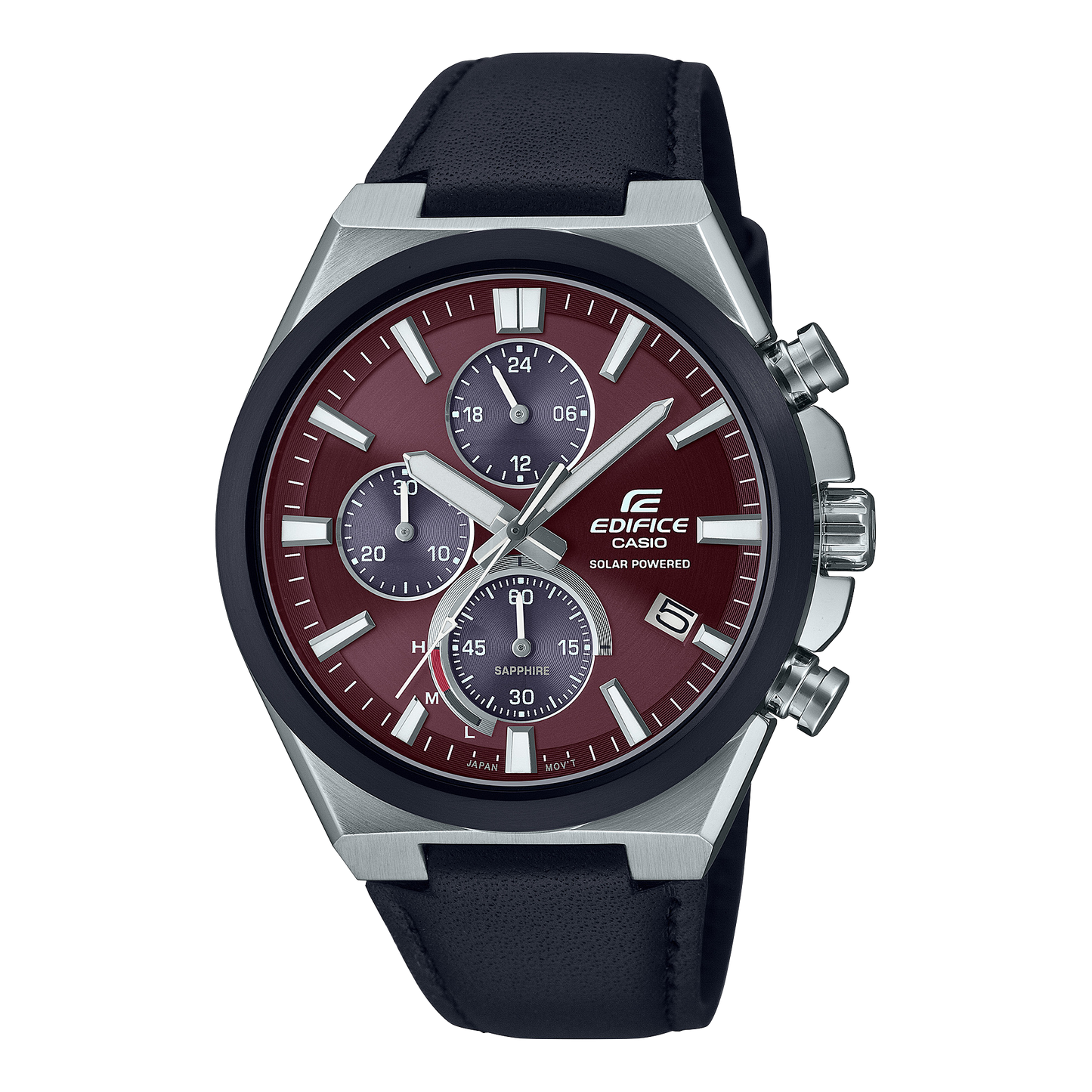 Montre Casio EDIFICE cadran bordeau  (Verre Saphir inrayable+ Solar Powered)