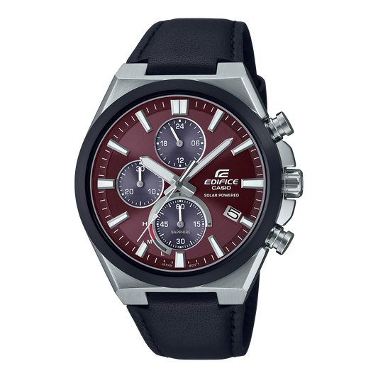 Montre Casio EDIFICE cadran bordeau  (Verre Saphir inrayable+ Solar Powered)