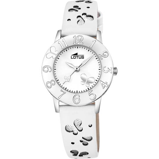 MONTRE LOTUS JUNIOR COLLECTION BLANC, BRACELET CUIR, ENFANTS