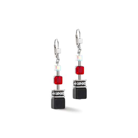 Boucles d'oreilles GeoCUBE® Iconic Precious noir-rouge