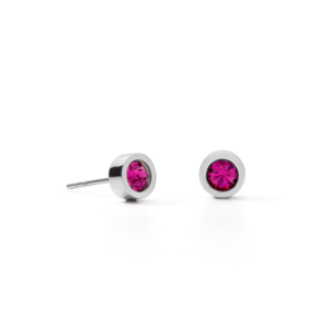 Boucles d'oreilles Cristaux & acier argenté rose vif