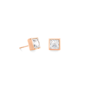 Boucles d'oreilles Brilliant Square big acier rose