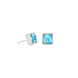 boucles d'oreilles Brilliant Square big acier strass bleu ciel