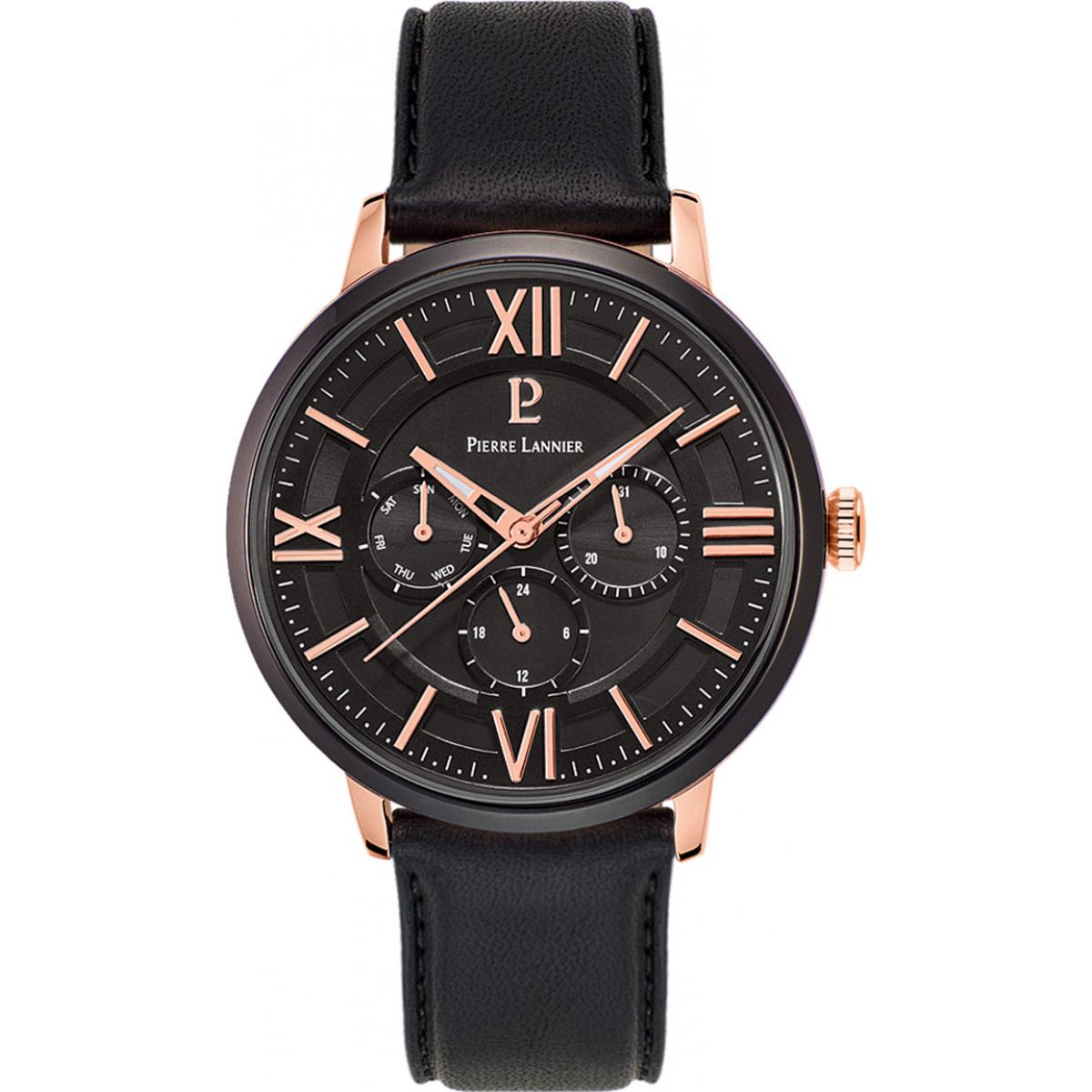 Montre Homme PIERRE LANNIER en Cuir Noir