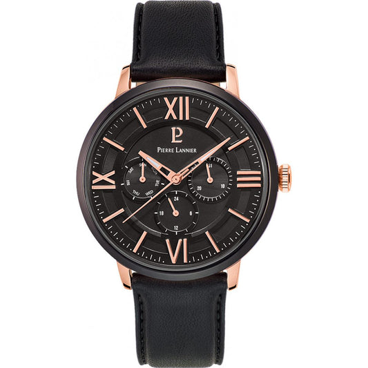 Montre Homme PIERRE LANNIER en Cuir Noir