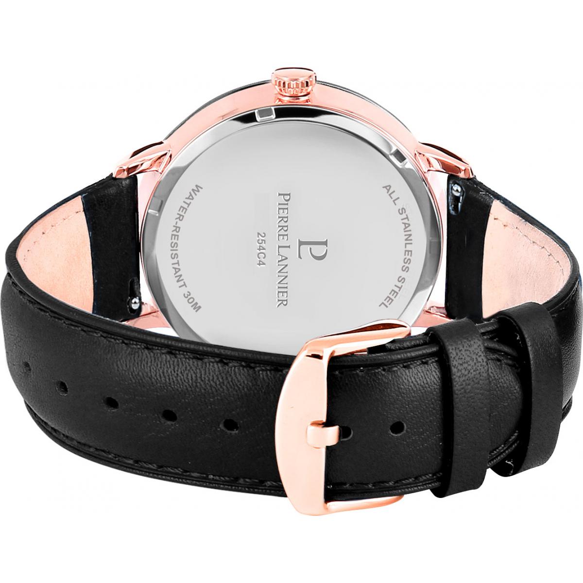 Montre Homme PIERRE LANNIER en Cuir Noir