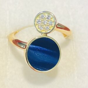 Bague Clozeau or jaune et bleu de prusse sertie de diamants