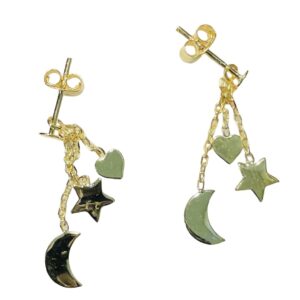 Boucles d'oreilles coeurs lunes coeurs en or