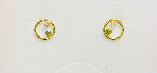 Boucles d'oreilles en or cercle,coeur serties de diamants