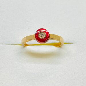 Bague Clozeau en or rose, nacrée rouge et diamant