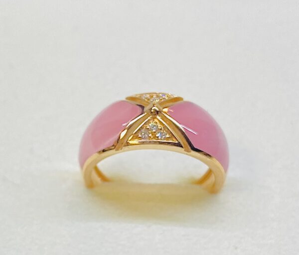 Bague Clozeau or rose diamants et nacrée rose