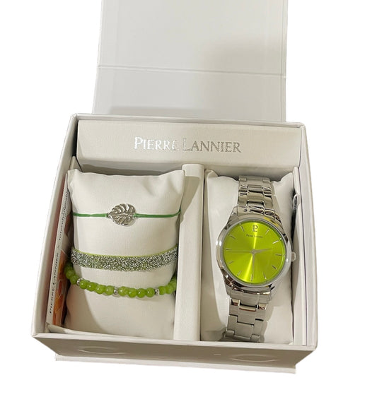 Coffret Pierre Lanier montre +bracelets verts