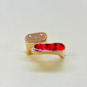 Bague Clozeau en or rose, nacrée rouge et diamants