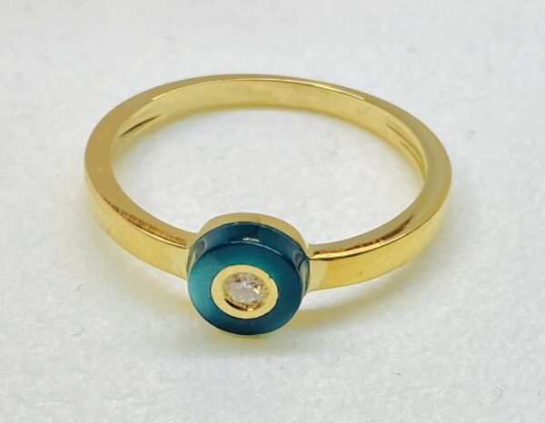 Bague Clozeau or jaune diamants et nacrée vert bronze