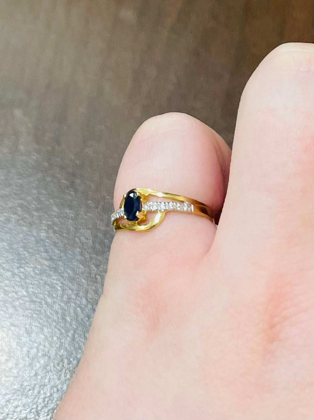 Bague en Or Jaune 18 Carats avec Saphir et Diamants