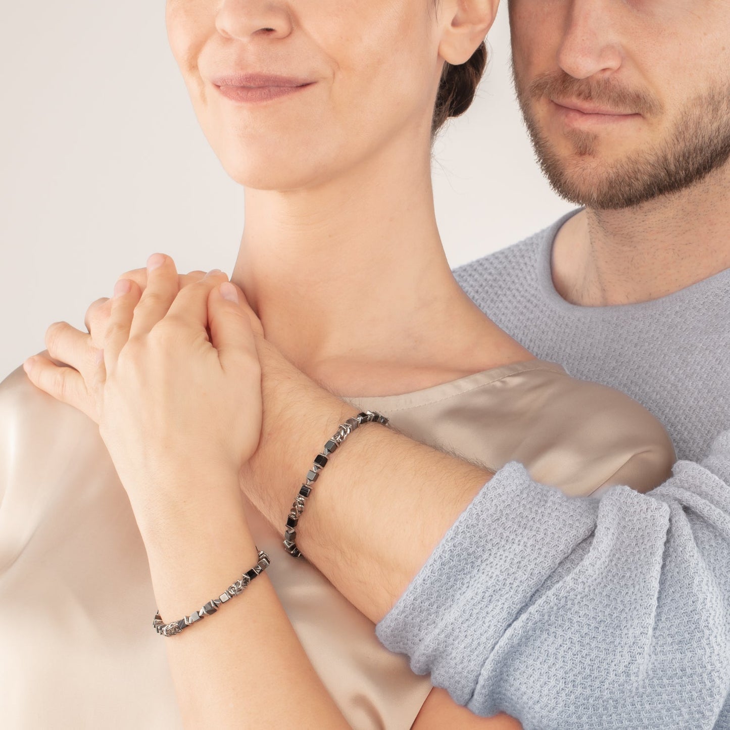 Unisex bracelet cubes chain noir