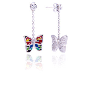 BOUCLES D'OREILLES PENDANTES ARGENT PAPILLONS